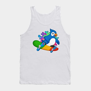 Parrot as Skater with Skateboard Tank Top